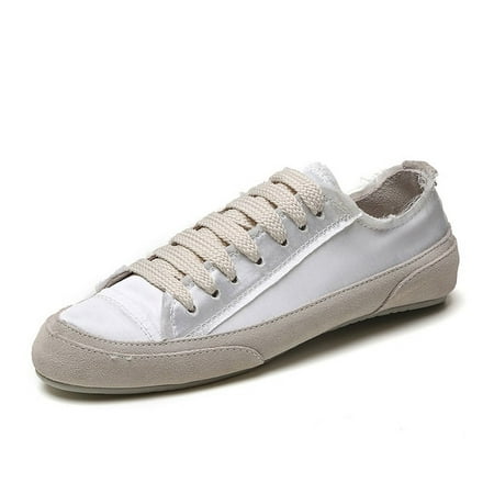 

Women s Sneakers 2023 Satin Silk Strap White Shoes New Style Scrub Casual Women s Shoes Fashion soft bottom work