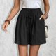 thumbnail image 5 of Karight Womens Bermuda Shorts Pull-on Retro Ruched Front Casual Baggy Cotton Linen Lightweight Straight Crop Pants Pocket, 5 of 9
