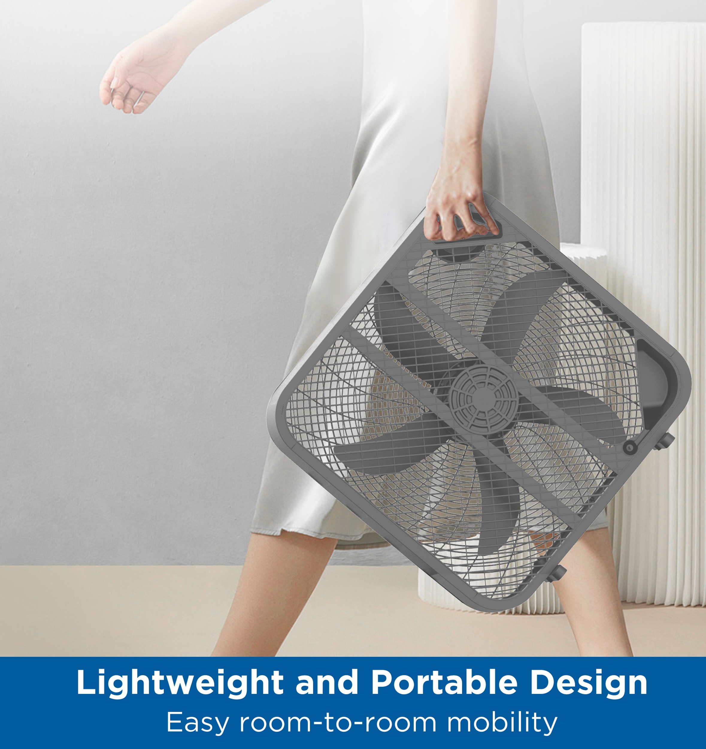 Mainstays 20-Inch Silver 3-Speed Portable Box Fan, FB50-16HS