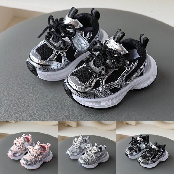 WUANDIXFA Girls Sneakers Boys Tennis Shoes Kids Running Shoes Athletic Lightweight Sports Walking Sneakers for Boys Girls (Grey, 8)