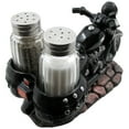 thumbnail image 3 of Decorative Black Motorcycle Salt and Pepper Shaker Set with Saddle Bags Holder in Classic Motor Bike or Road Hog Decor for Bikers by Home 'n Gifts, 3 of 4