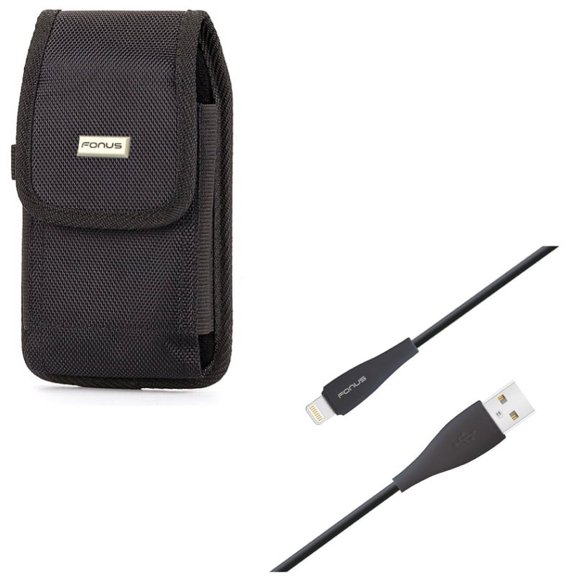 Case Belt Clip w 10ft USB Cable for iPhone 8/7/6S/6 - Swivel Holster Rugged Cover Pouch, Charger Cord Power Wire Long Sync for iPhone 8/7/6S/6 Models