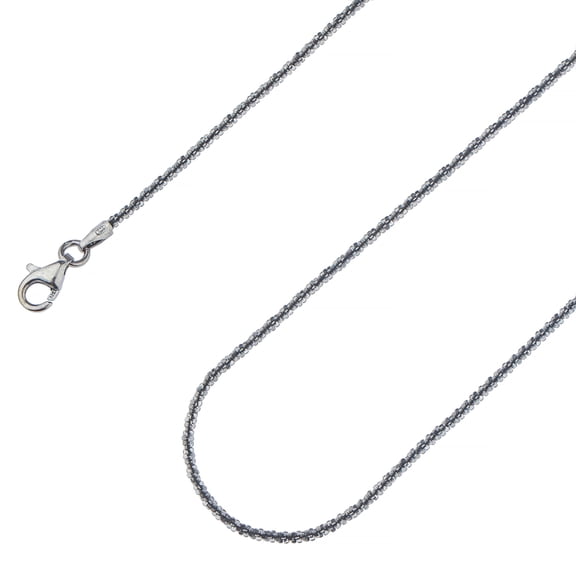 925 Sterling Silver Rhodium Sparkle Glitter Margarita Twisted Rock Chain 2.00mm Necklace, Real 925 Sterling Silver, Diamond Cut, Italian