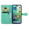 thumbnail image 3 of Jiahe Cover for iPhone 14 Pro Max Wallet Case PU Leather Mandala Flower Embossed with Card Holder Wrist Strap Kickstand Protective Lanyard Purse Cover for iPhone 14 Pro Max 6.7 Inch, Green, 3 of 9