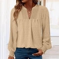 thumbnail image 6 of Women Boho Long Sleeve Shirts Dressy Casual V-Neck Fall Fashion Tops Dot Flowy Blouses, 6 of 7