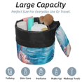 Barrel Drawstring Makeup Bag, Underwater Marine Life Fish Jellyfish