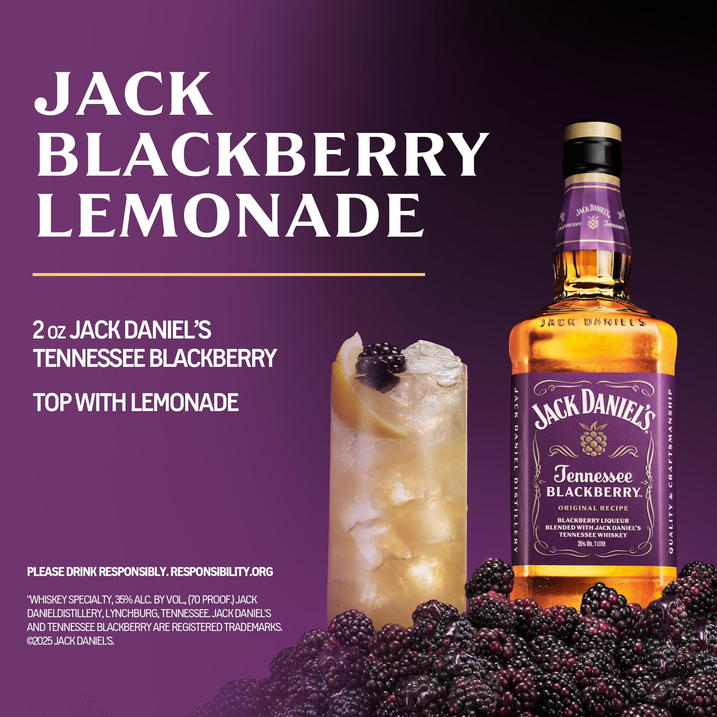 Jack Daniel's Tennessee Blackberry Whiskey Specialty, 750 ml