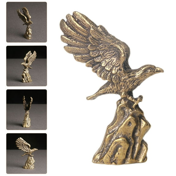 Raindrops Golden Brass Eagle Figurine for Decoration Strong and Perfect for Desktop and Home Decor 6.5 Inches