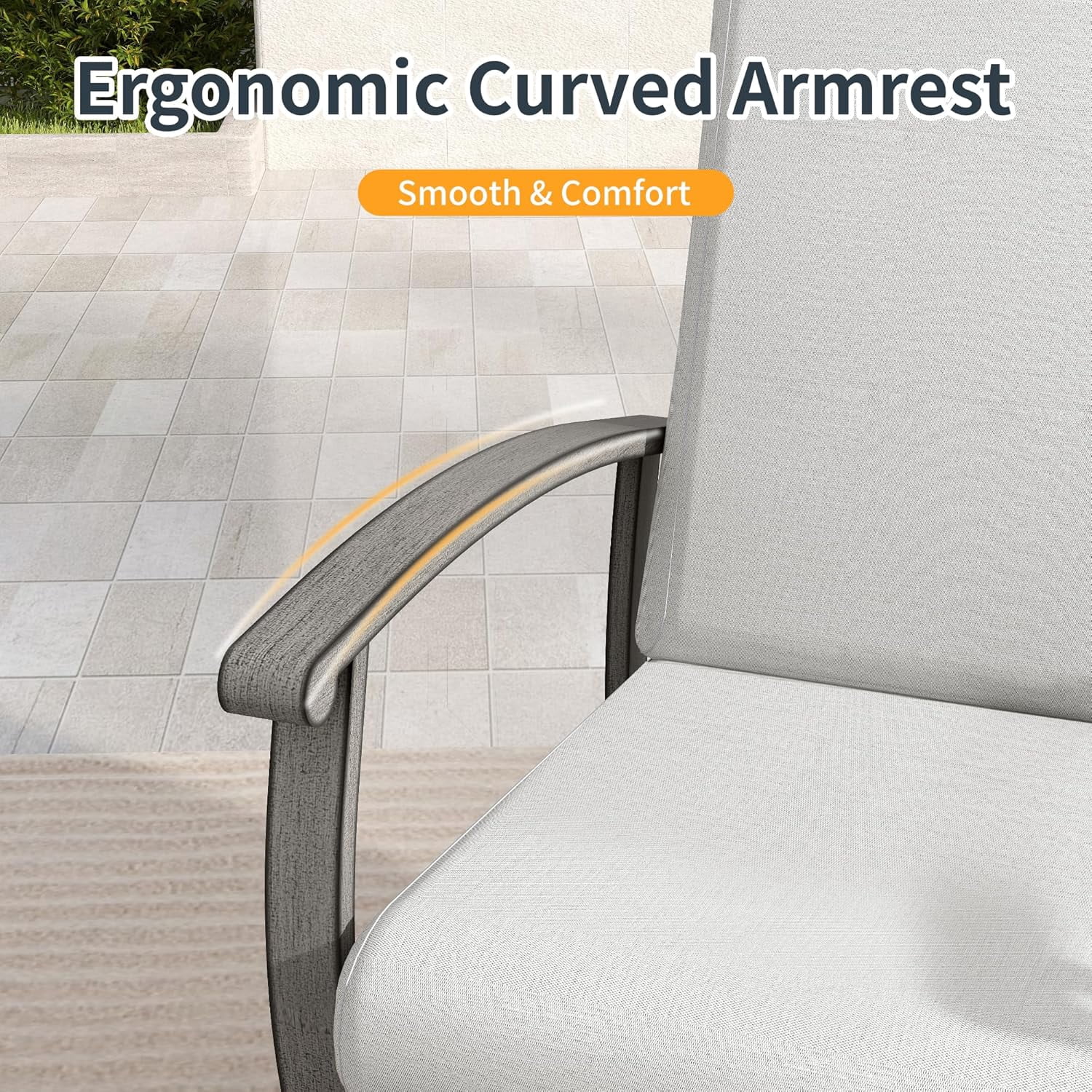 Howcool Outdoor All-Weather Loveseat with Cushion, Aluminum Frame Sofa Chair with Armrest