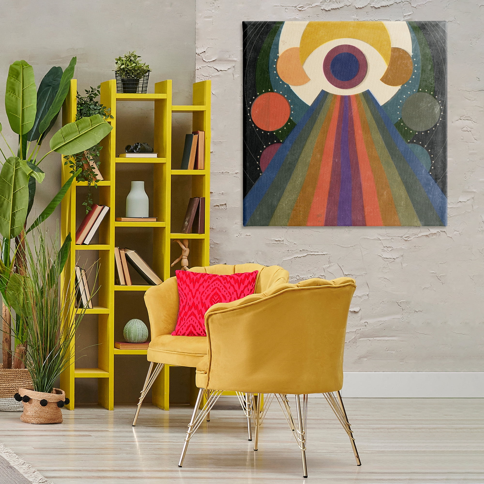 Stupell Industries Spiritual Eye with Rays Abstract Painting Wrapped Canvas Art Print Wall Art, 36 x 36