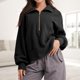 thumbnail image 4 of Sudadera con solapa para mujer Sudadera suelta con cuello doblado Top de otoño de color sólido FLhrweasw Nuevo, 4 of 7