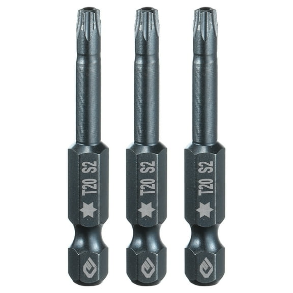 Uxcell 3pcs T20 Torx Screwdriver Bit 1/4" Hex Shank 2" Long S2 Steel Magnetic 6 Point Screw Driver Bits Industrial Grade Tamper Proof Star Drill Bits with No Hole Torx Head