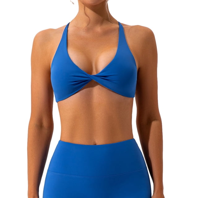 maytalsory 1 Set Chinlon Nylon Sports Underwear Solid Color Replacement Breathable Wire Free Running Jogging Bodybuilding Vest Bra Blue M