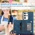 thumbnail image 2 of Compatible with Samsung Galaxy S22 Ultra Case, Classic Wallet Case, Lanyard Wrist Strap with Kickstand PU Leather Card Holder Protective Cover for Samsung Galaxy S22 Ultra,Blue, 2 of 6