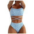 thumbnail image 1 of Aayomet Maillot de Bain Sexy pour Femmes Bikini Multicolore Imprimé devant (Bleu, TG), 1 of 4
