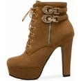 thumbnail image 2 of Women's Platform Wedge Ankle Boots | Chunky Heel Lace-Up Winter Boots, 2 of 6