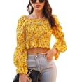 thumbnail image 4 of Top De Mujer, Blusa De Primavera Con Estampado Floral De Manga Larga Y Cintura Alta Para El Hogar ANGGREK  No, 4 of 7