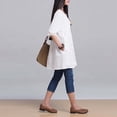 thumbnail image 4 of Robes Grande Taille pour Femmes Robe en Lin Brodée Col Rond Manches Courtes Été avec Design Floral Robe Grande Taille Blanc TTTG, 4 of 6