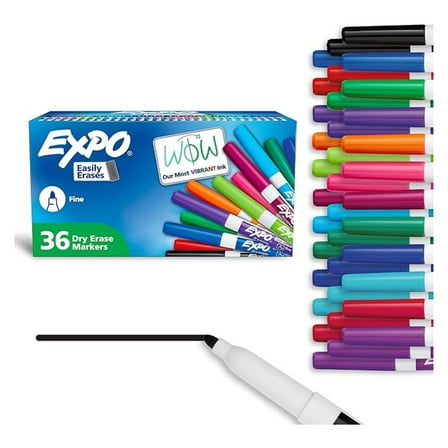 Fine-Tip Low-Odor Dry Erase Markers Assorted Vibrant Colors Pack of 36 Markers for Classrooms Offices & Homes