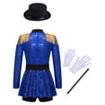 thumbnail image 7 of iiniim Girls Circus Ringmaster Jumpsuit Shiny Sequins Performance Leotard Dress Magician Outfits Blue 10, 7 of 7