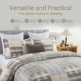thumbnail image 3 of DUOHONG King Quilt Set 100% Cotton Farmhouse Lightweight Bedding Set, Beige/Grey/Tan, 106"W x 98"L, 3 of 8