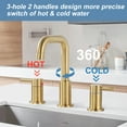 thumbnail image 5 of Wowow 8 in. Widespread 2-Handle Bathroom Faucet with Pop-Up Drain Kit Included and Supply Lines in Gold, 5 of 7