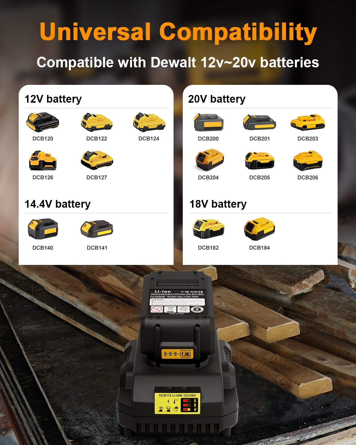 Replacement for DeWalt Battery Charger DCB112 12V 20V Max Lithium-Ion Battery Charger