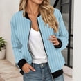 thumbnail image 2 of Light Weight Jackets Womens, Comdrip Bomberjacke Damen Kurze Blouson Jacke Casual Pilotenjacke Langarm Outwear Zip Up Solid Leichte Coat Sweatjacke Womens Jackets Casual Sky Blue 2XL, 2 of 5