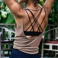 thumbnail image 2 of Outfmvch tank top for women Yoga Activewear Backless Fitness Racerback Tank Shirts womens tops crop tops Khaki, 2 of 8
