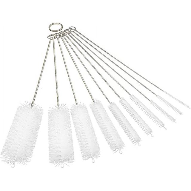 10 cepillos de limpieza de paja, limpiador de botellas para gafas, teclados, limpieza de joyas (blanco)