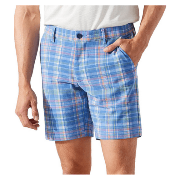$110.00 Tommy Bahama Men's Beachfront Plaid Shorts, Campanula, 30
