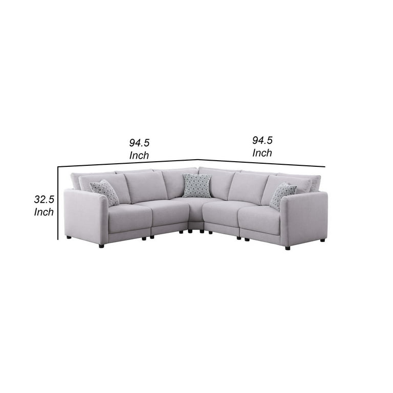 Lane 95 Inch Modular Reversible Sectional L Sofa with Pillows Light Gray
