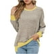 thumbnail image 3 of Camisetas para mujer,Camiseta de manga larga para mujer, cuello redondo, informal, mezcla de poliéster y elastano, diseño estampado para uso diario, sopatenor, 3 of 8