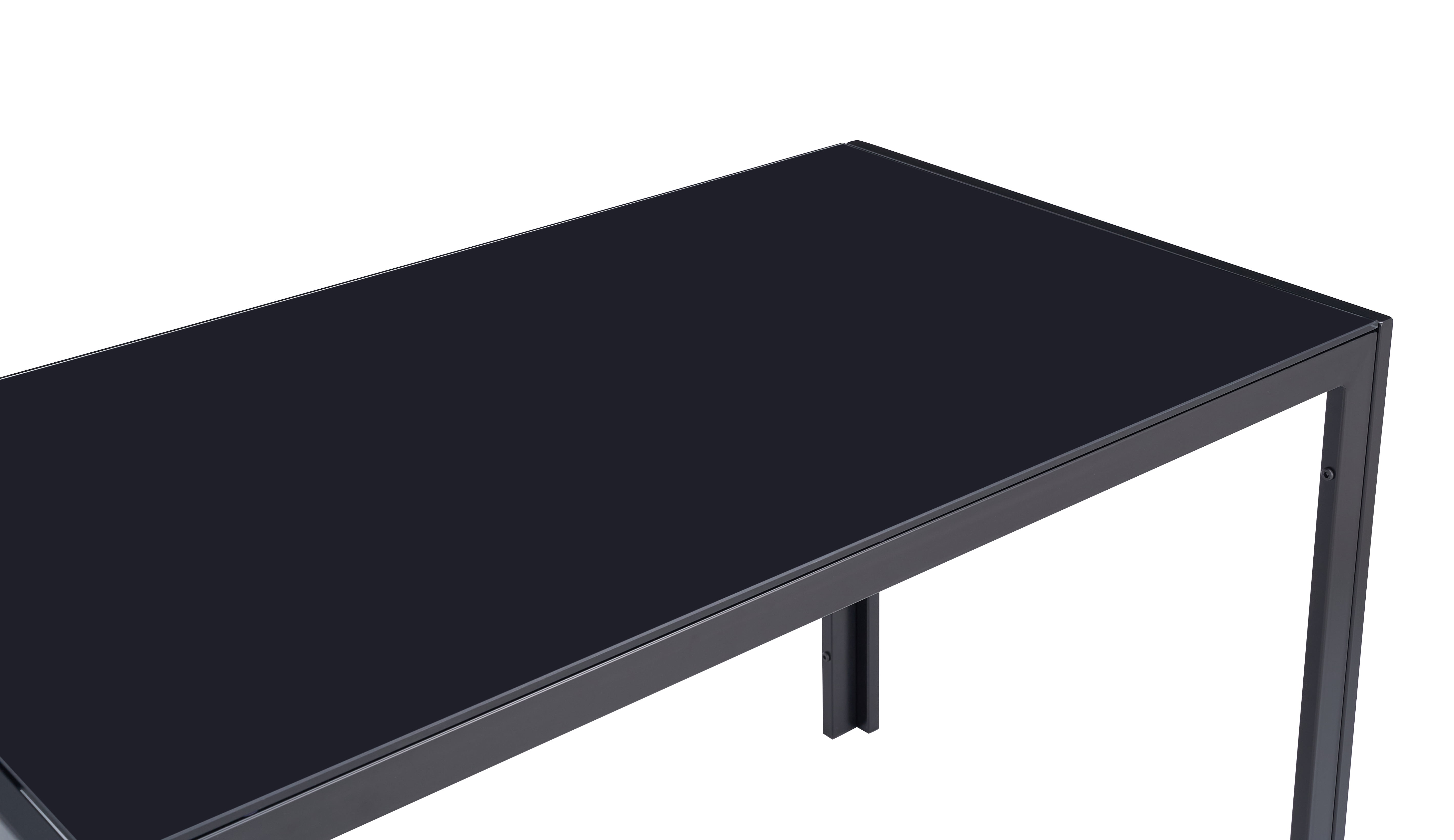 Euroco 47.24" Glass Dining Table for 4,Rectangular Kitchen Glass Table with Metal Legs for Kitchen Living Room