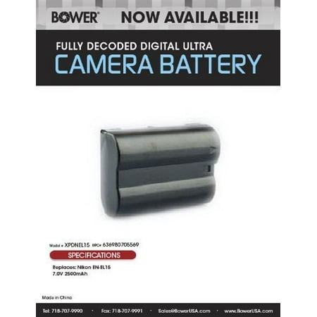 UPC 636980705569 product image for BOWER Replacement High Capacity 2500 mAh Digital Ultra Nikon EN-EL15 Battery | upcitemdb.com