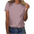 thumbnail image 1 of Yuyuzo T-Shirts d'Été pour Femmes Décontractés à Col Rond à Manches Courtes Hauts Tee Amples Blouses Unies, 1 of 5
