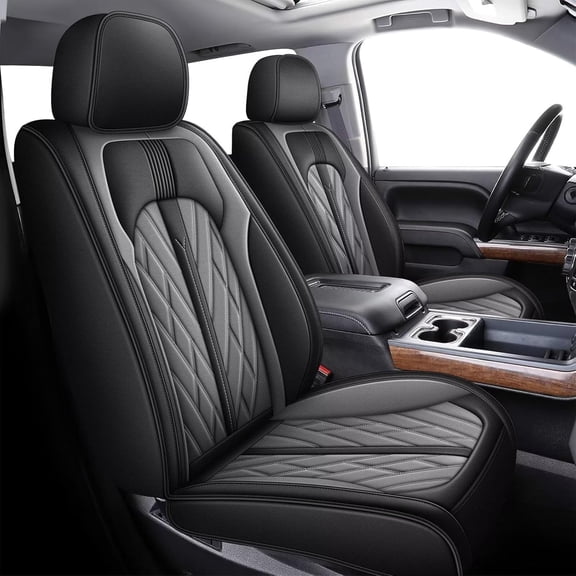 Seat Covers Fit for Silverado: 2007-2026 Chevy Chevrolet Silverado GMC Sierra 1500 2500HD 3500HD Trail Boss Z71 Crew Double Extended Cab Full Set Truck Pickup Car Seat Covers (Blackline, 5 Seats)