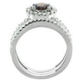 thumbnail image 2 of 10K White Gold Natural Smoky Topaz 3-Piece Bridal Ring Set Round 6mm Halo Diamond, size 5, 2 of 4