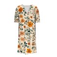 thumbnail image 5 of GaThRRgYP Casual Tiered Short Sleeve Dress,Womens Summer Pockets Printing Dresses Loose V-Neck Short Sleeve Dresses Orange S, 5 of 5