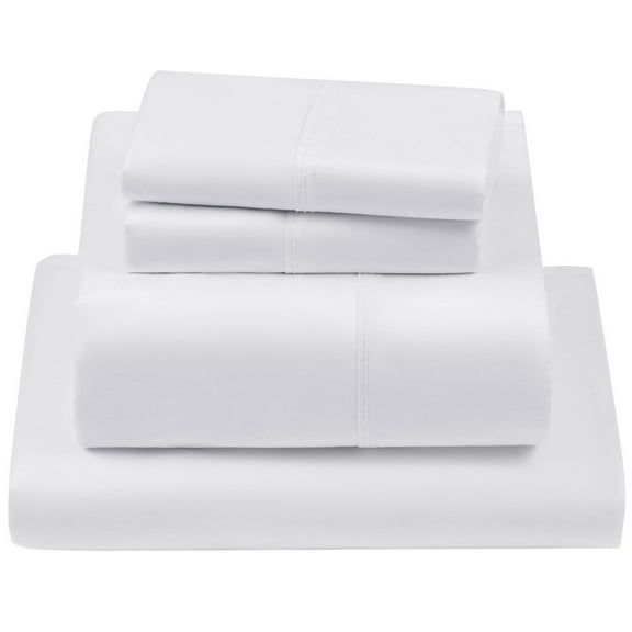LBRO2M 1000 Thread Count Queen Sheet Set, 100% Egyptian Cotton Sheets, 4 Piece Hotel Sheets with 16" Deep Pocket, White