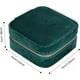 thumbnail image 2 of Joyero de viaje de terciopelo verde - Joyero pequeño para mujer, estuche de viaje para joyas - Organizador de pendientes con espejo, 2 of 5