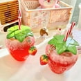 thumbnail image 4 of Plastic Tumblers with Lids Straws, Reusable Party Drinking Cup, Cold Coffee Tumbler, Cute Cartoon Strawberry StrawCups for Kids Adults, 4 of 5