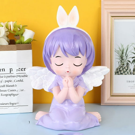 WRITWAA Unique Design Writwaa Purple Plastic Angel Theme Piggy Bank Safe Coin Saving Jar 1Pack