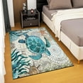 thumbnail image 3 of 4x8ft Sea Turtle Starfish Crystal Velvet Rug For Blue Ocean Animal Area Rug Non-Slip Floor Carpet For Living Room Bedroom Entrance Door Mat Washable Rug, 3 of 7