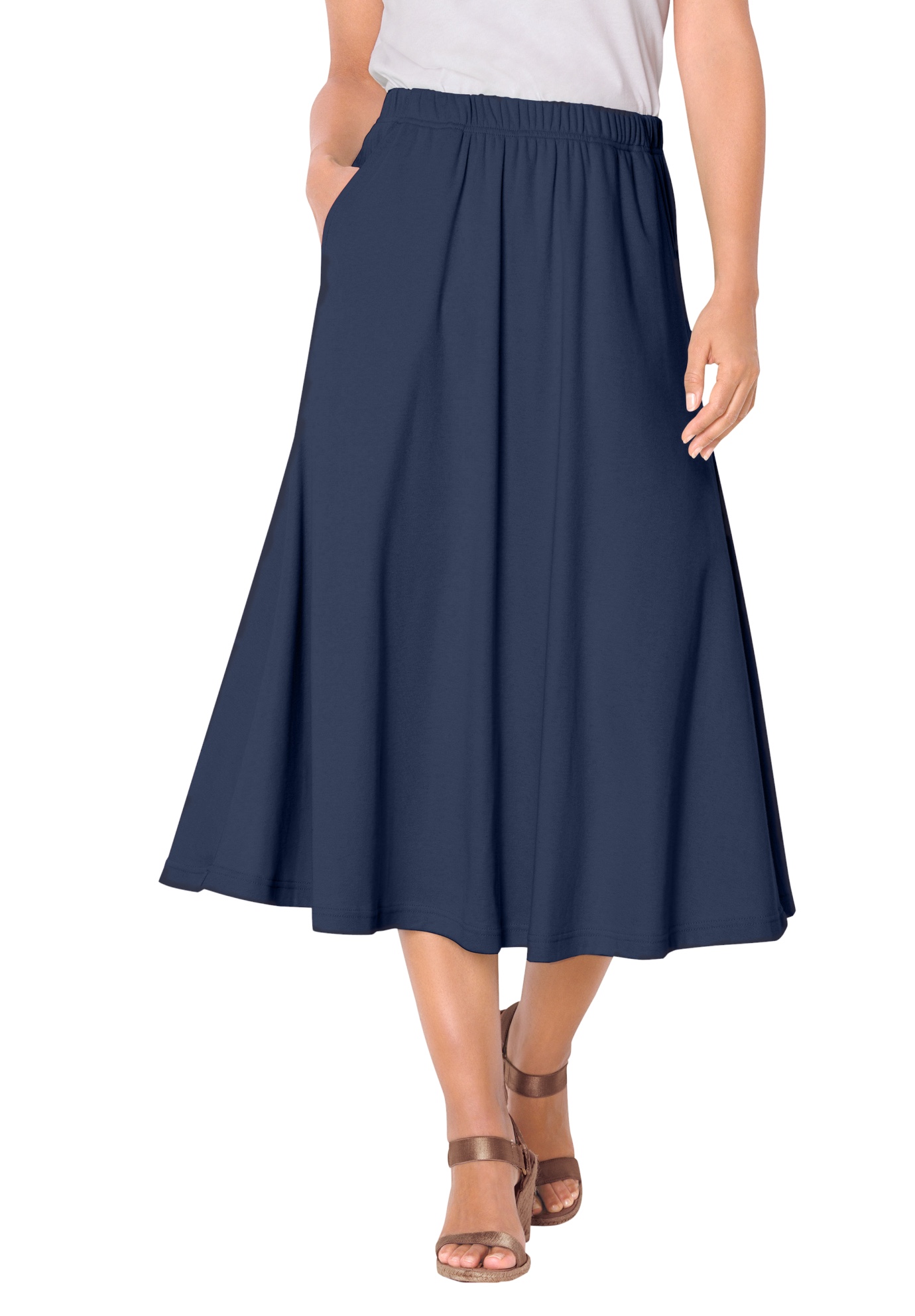 knitted midi a-line skirt