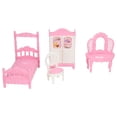 thumbnail image 2 of Chambre à Coucher de Maison de Poupée Faire Semblant Jouet, Meubles de Chambre de Maison de Poupée Ensemble Dressing Tables Rondes pour les Jeux de Rôle, 2 of 8