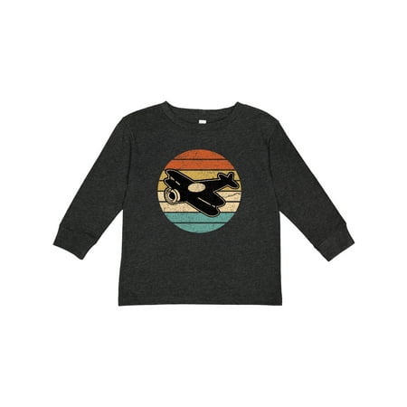 

Inktastic Vintage Airplane Retro Sunset Gift Toddler Boy or Toddler Girl Long Sleeve T-Shirt