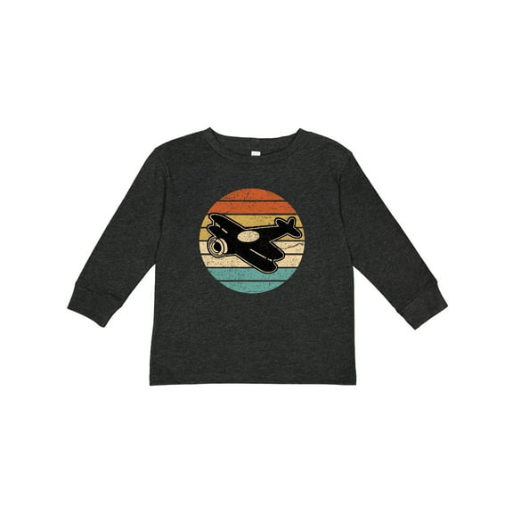 Inktastic Vintage Airplane Retro Sunset Boys or Girls Long Sleeve Toddler T-Shirt