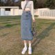 thumbnail image 3 of Falda dividida para mujer, ropa de verano para mujer, Falda vaquera envuelta en la cadera, cintura alta, media y larga, palabra A, primavera y otoño, 2022, 3 of 5