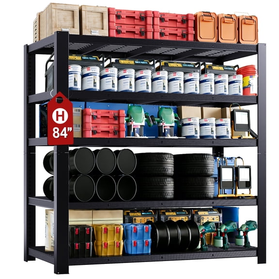 3025LBS Garage Shelving, 5 Tier Heavy Duty Shelves for Storage, Adjustable Metal Shelf Pallet Racking for Warehouse Garage Basement Pantry, 55" W x 24" D x 84" H,Black